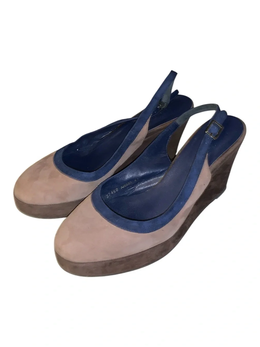 Boden Colorblock Suede Slingback Platform Pump - Navy, Taupe and Brown